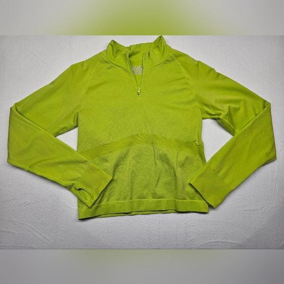 PINK Victoria's Secret Lime Green Half-Zip Top - Picture 1 of 7